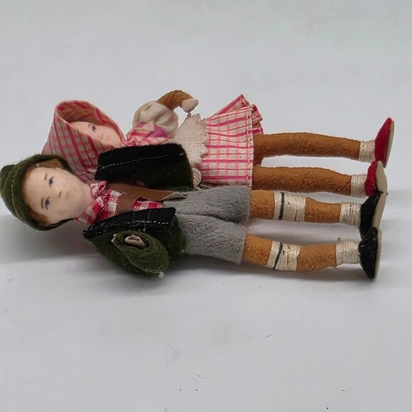 Vintage German Boy & Girl Handmade Dolls Traditional Dress Couple 4.5" Tall - Picture 5 of 8